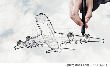 Designer draw airplane Designer draw airplane 36116681