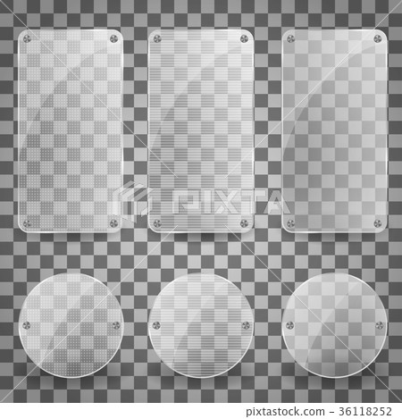 Set of Realistic Vector Glass Plate. shiny Set of Realistic Vector Glass Plate. shiny 36118252