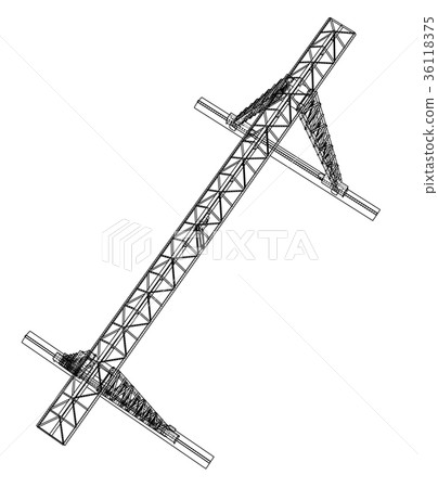Gantry crane. Wire-frame. Vector EPS10 format 36118375