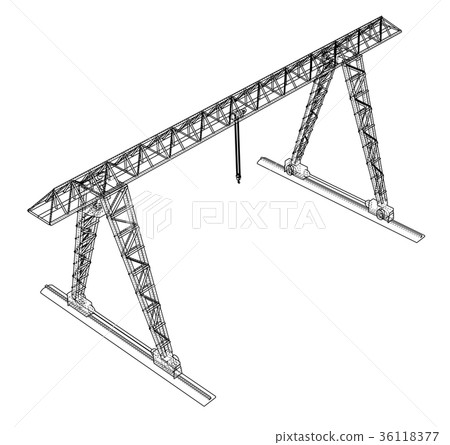 Gantry crane. Wire-frame. Vector EPS10 format 36118377