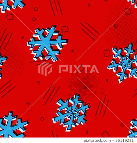 Christmas seamless snowflakes pattern with memphis 36119231