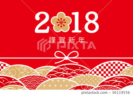 New Year's card red simple gold leaf red New Year's card red simple gold leaf red 36119556