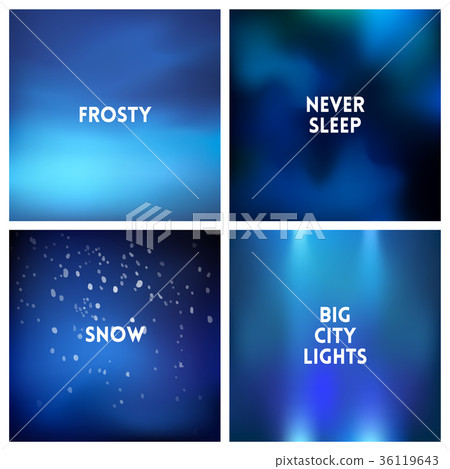 Abstract vector blue winter blurred background set 36119643