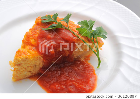 Omelet with tomato sauce Omelet with tomato sauce 36120897