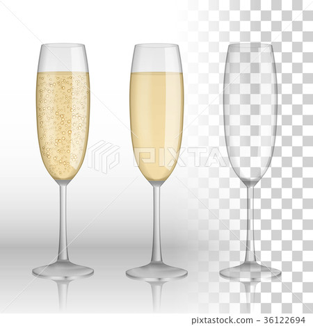 Full and empty glass of champagne and white wine Full and empty glass of champagne and white wine 36122694
