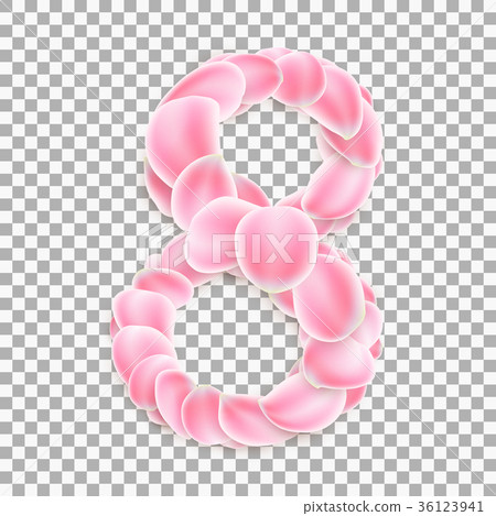 Arabic numeral eight, from pink petals. EPS 10 36123941