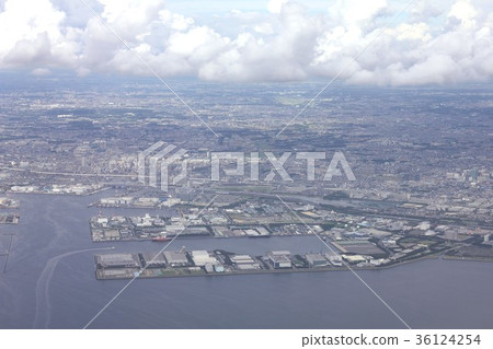 View from above Tokyo Bay Funabashi City in Chiba Prefecture and Chiba Port in Narashino City View from above Tokyo Bay Funabashi City in Chiba Prefecture and Chiba Port in Narashino City 36124254