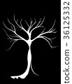 Black and white silhouette of a dendroid girl. 36125332