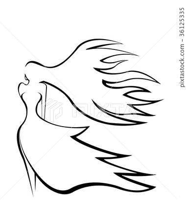 Silhouette of a girl and the wind. 36125335