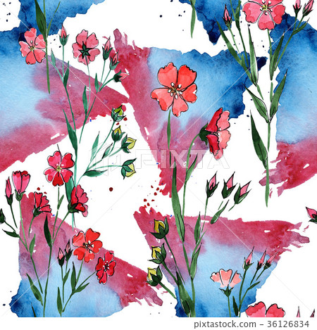 Wildflower flax flower pattern in a watercolor 36126834
