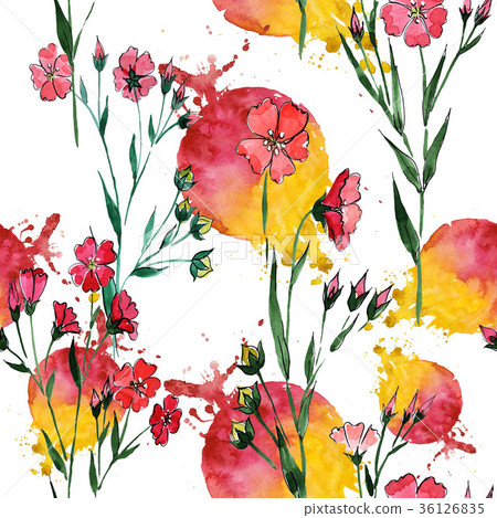 Wildflower flax flower pattern in a watercolor 36126835