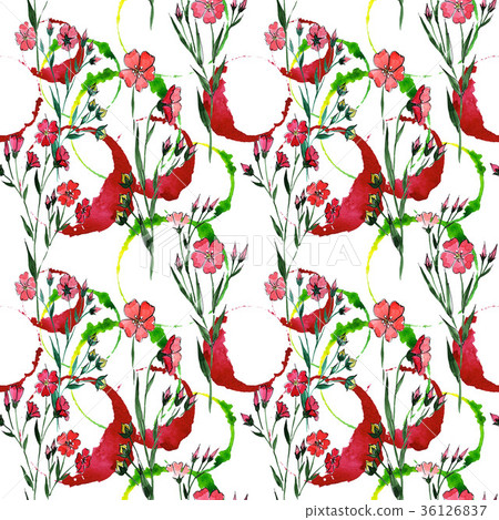 Wildflower flax flower pattern in a watercolor Wildflower flax flower pattern in a watercolor 36126837