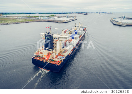 Container ship going to port Container ship going to port 36126838