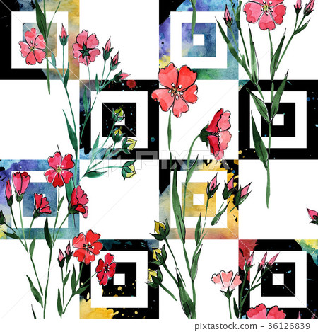 Wildflower flax flower pattern in a watercolor Wildflower flax flower pattern in a watercolor 36126839