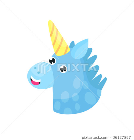 Cute cartoon blue magic unicorn head vector Cute cartoon blue magic unicorn head vector 36127897