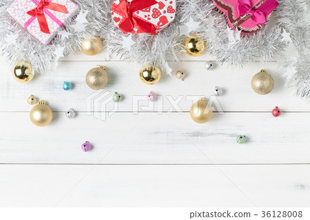 Gift box with colorful small bell, Christmas ball 36128008