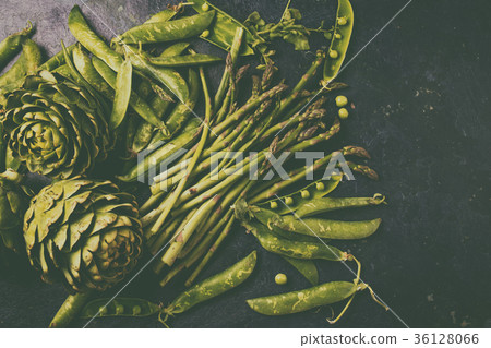 Food background with fresh green vegetables - 36128066