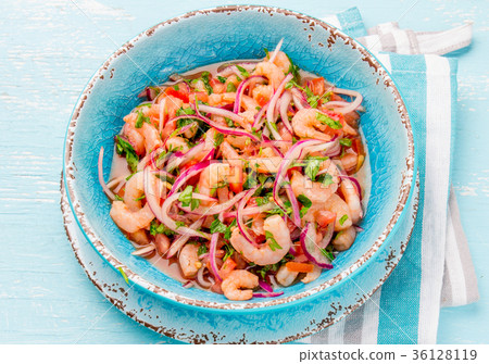 Ecuadorian shrimps ceviche sebiche with tomatoes 36128119