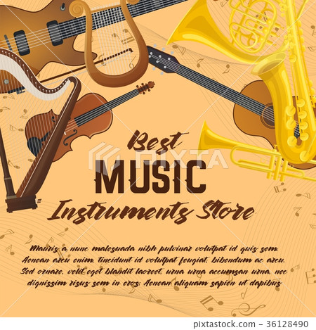 Banner of music instruments for shop or store 36128490
