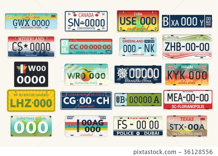 Automobile or car vehicle registration plates 36128556