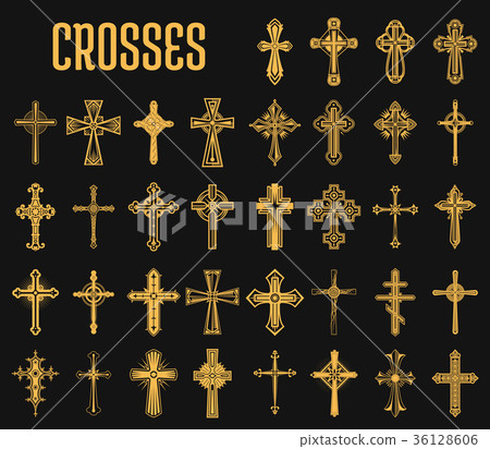 Set of isolated crosses of christian religion 36128606