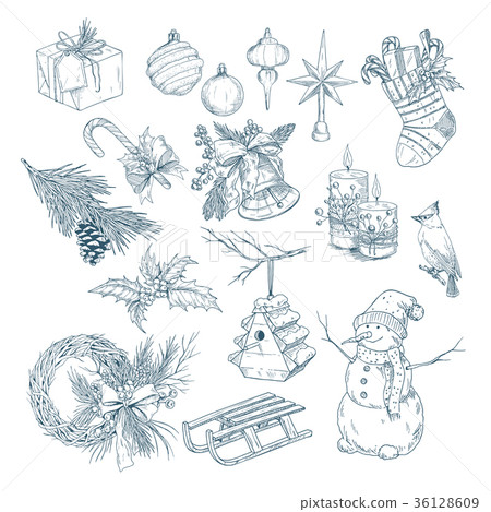 2018 new year and christmas isolated sketches 2018 new year and christmas isolated sketches 36128609
