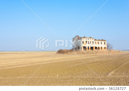 Rural Italian landscape from Po river lagoon. Rural Italian landscape from Po river lagoon. 36128727