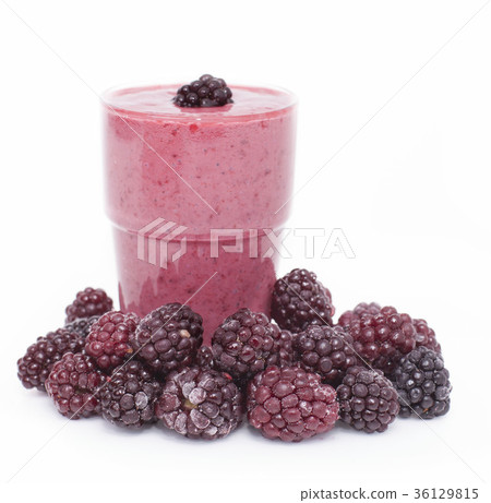 Cocktail of frozen blackberries with yogurt . Cocktail of frozen blackberries with yogurt . 36129815