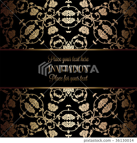 Vintage baroque Wedding Invitation template 36130014