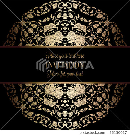 Vintage baroque Wedding Invitation template 36130017