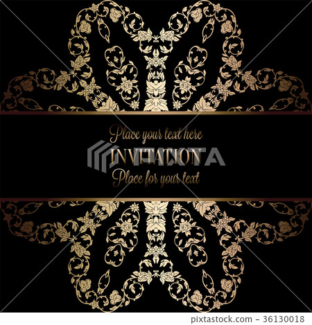 Vintage baroque Wedding Invitation template 36130018