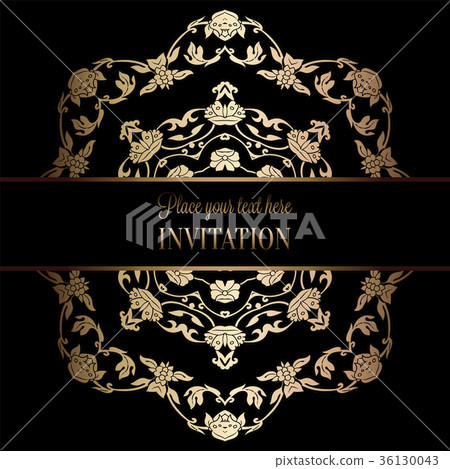 Vintage baroque Wedding Invitation template Vintage baroque Wedding Invitation template 36130043