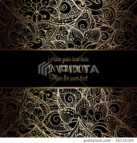 Vintage baroque Wedding Invitation template 36130104