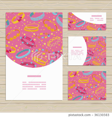 Set of cards on jewelry accessories theme. 36130383