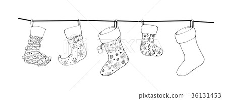 Hand Drawn of Lovely Christmas Stockings Hand Drawn of Lovely Christmas Stockings 36131453