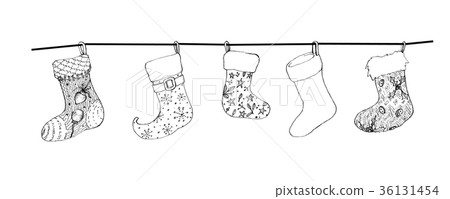 Hand Drawn of Lovely Christmas Stockings 36131454