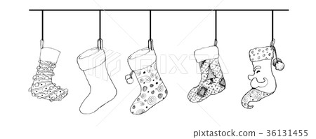 Hand Drawn of Lovely Christmas Stockings Hand Drawn of Lovely Christmas Stockings 36131455