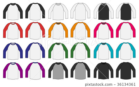 Two tone Color Raglan Long Sleeve T shirt Vector illustration