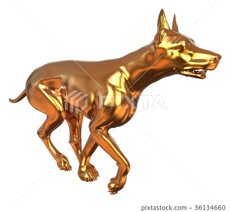 Golden Yellow Dog 3D Illustration Isolated On 36134660