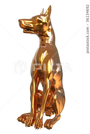 Golden Yellow Dog 3D Illustration Isolated On Golden Yellow Dog 3D Illustration Isolated On 36134692