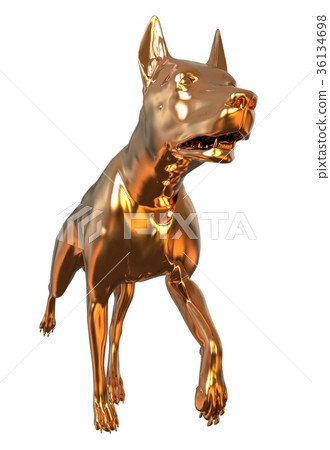 Golden Yellow Dog 3D Illustration Isolated On 36134698