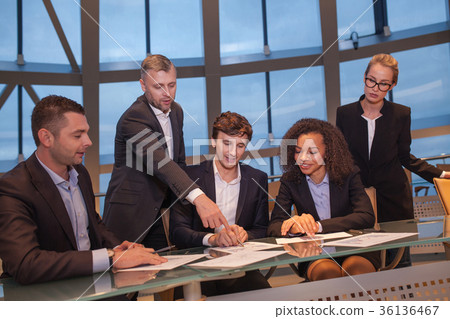 Group of business people having meeting together 36136467