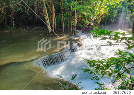 Beautiful Huay Mae Khamin waterfall in tropical Beautiful Huay Mae Khamin waterfall in tropical 36137630
