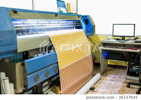 Large inkjet printer working sticker business 36137645