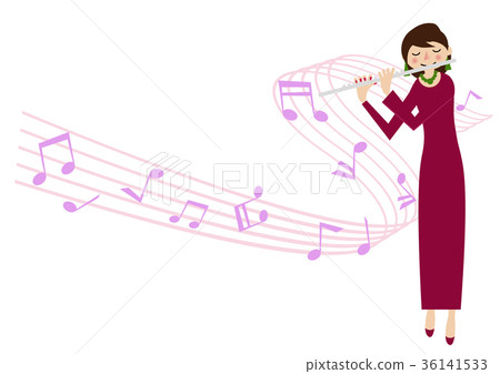 長笛。性能。管樂器。音樂剪貼畫 36141533