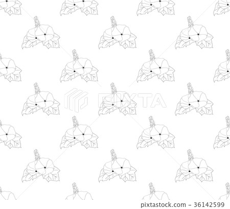 Hollyhock Seamless on White Background Hollyhock Seamless on White Background 36142599