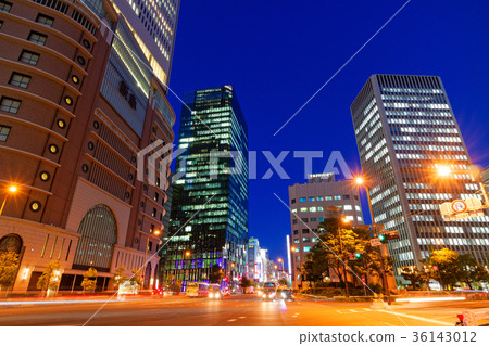 Osaka Umeda night's Hanshin Front intersection 36143012