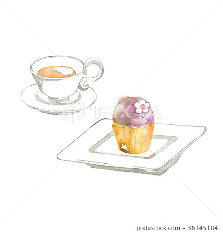 Tea and purple cupcake Tea and purple cupcake 36145184