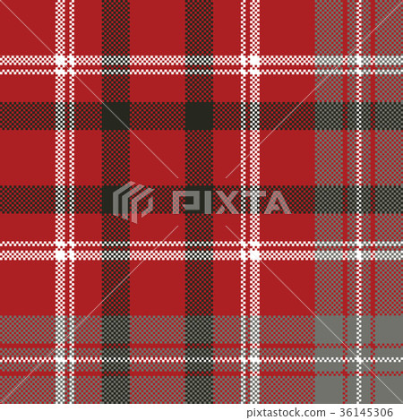 Red pixel plaid seamless pattern 36145306