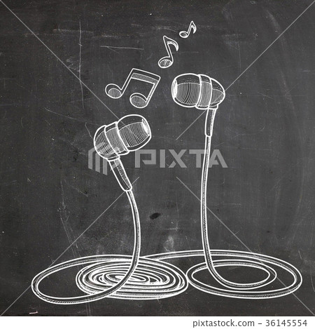 Headphones doodle sketch style vector illustration 36145554